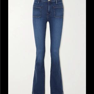 Frame Denim Dark Blue Le Bardot Flare Jeans